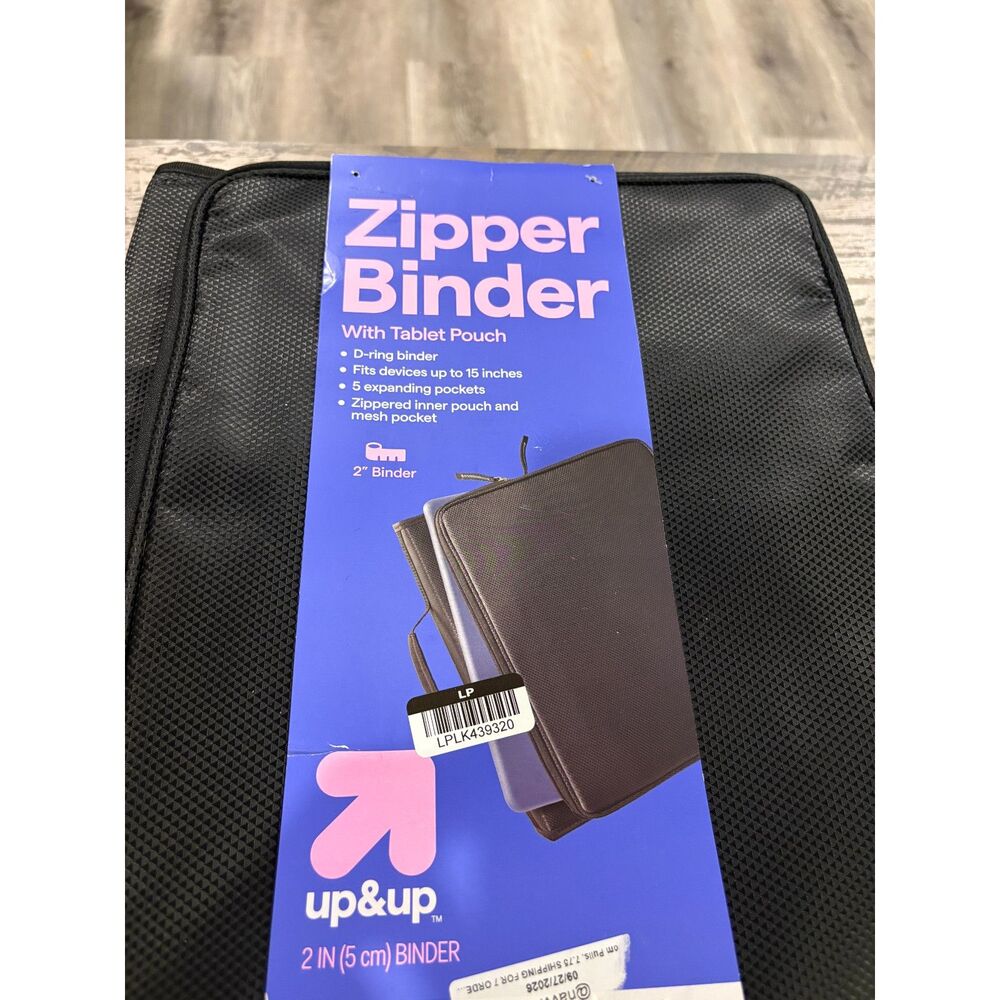 Up & Up Black Zippered Travel/Organizer Case, Zipper Binder